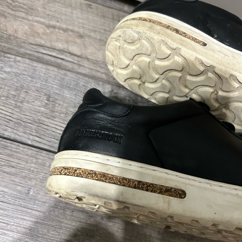 Birkenstock bend low Black Leather Low-Top Sneakers with Off-White Sole cork - Picture 11 of 13